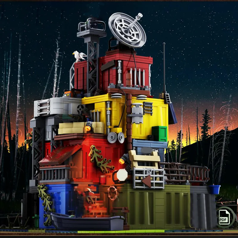 

2184pcsMOC Post Apocalyptic Survivors Base on Docks Modular Buildings Collections Birthday Gifts Children's Toys