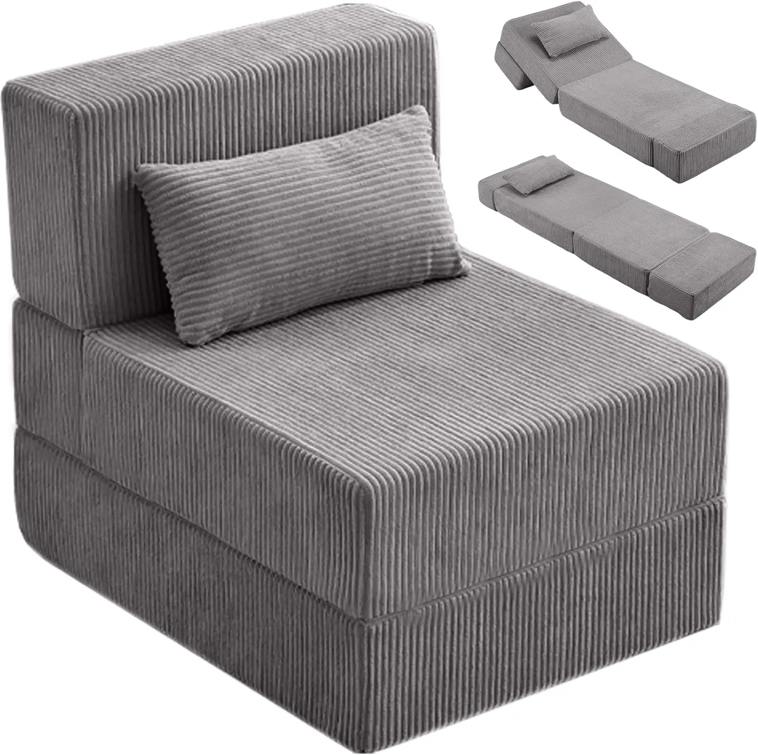 Sofá cama plegable, Convertible, plegable, portátil, con almohada, respaldo ajustable