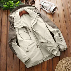 6XL Autumn Winter Outdoor Windproof Warm Hooded Jacket Men Women Hiking Camping Waterproof Fleece Jacket Detachable 3 in 1 Coat