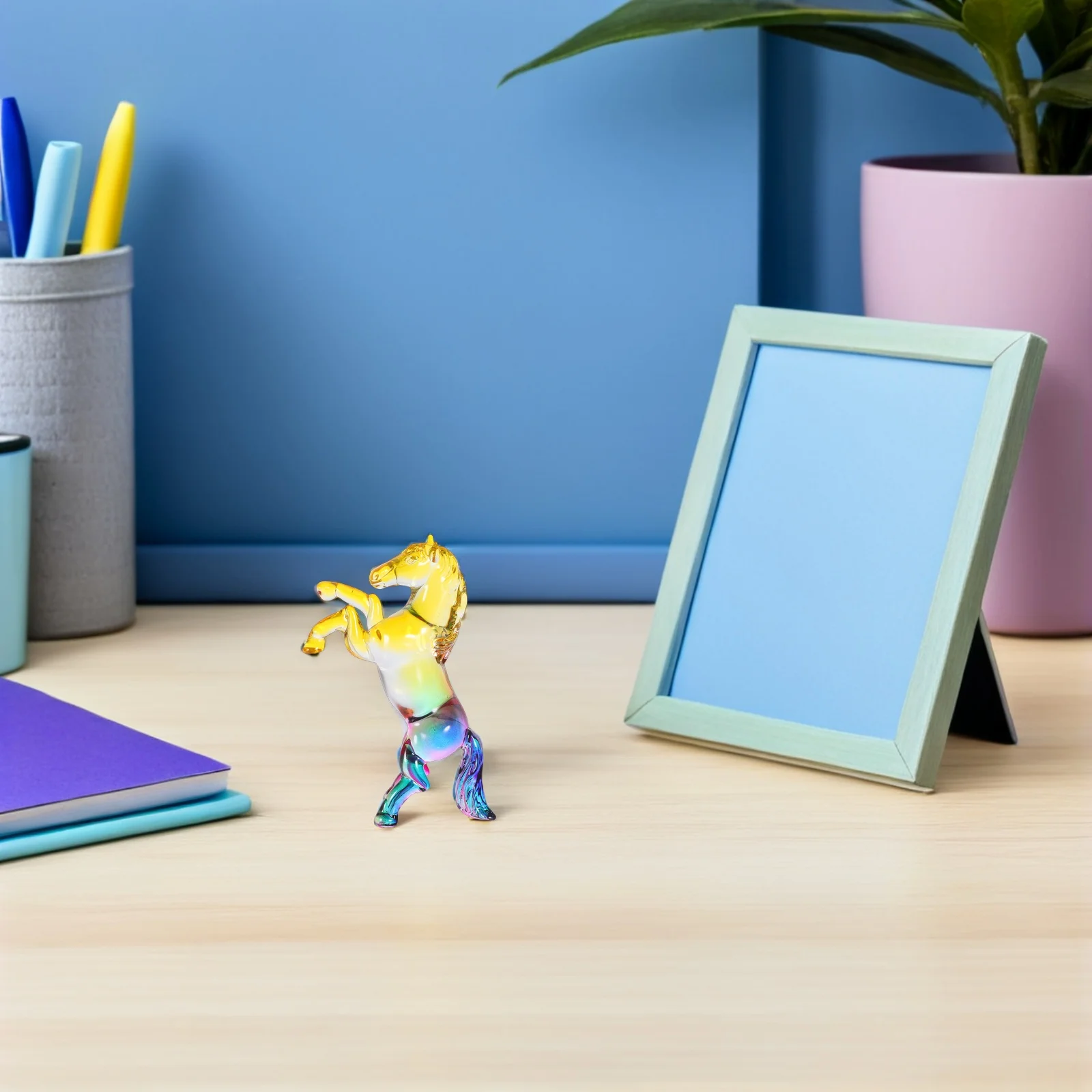 

Crystal Horse Statue Elegant Transparent Desk Ornament Fengshui Symbol of Success Year of The Horse 2026 Decorative Home Office