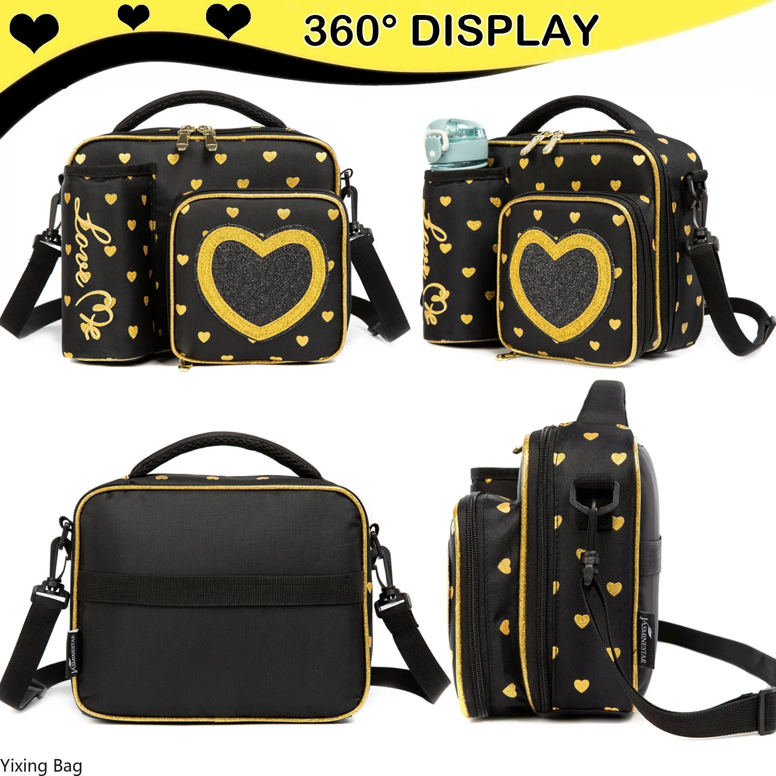 Sac à déjeuner pour enfants, fourre-tout isotherme pour filles, sac de transport de nourriture thermique de voyage avec sangle réglable, fourre-tout de pique-nique étanche
