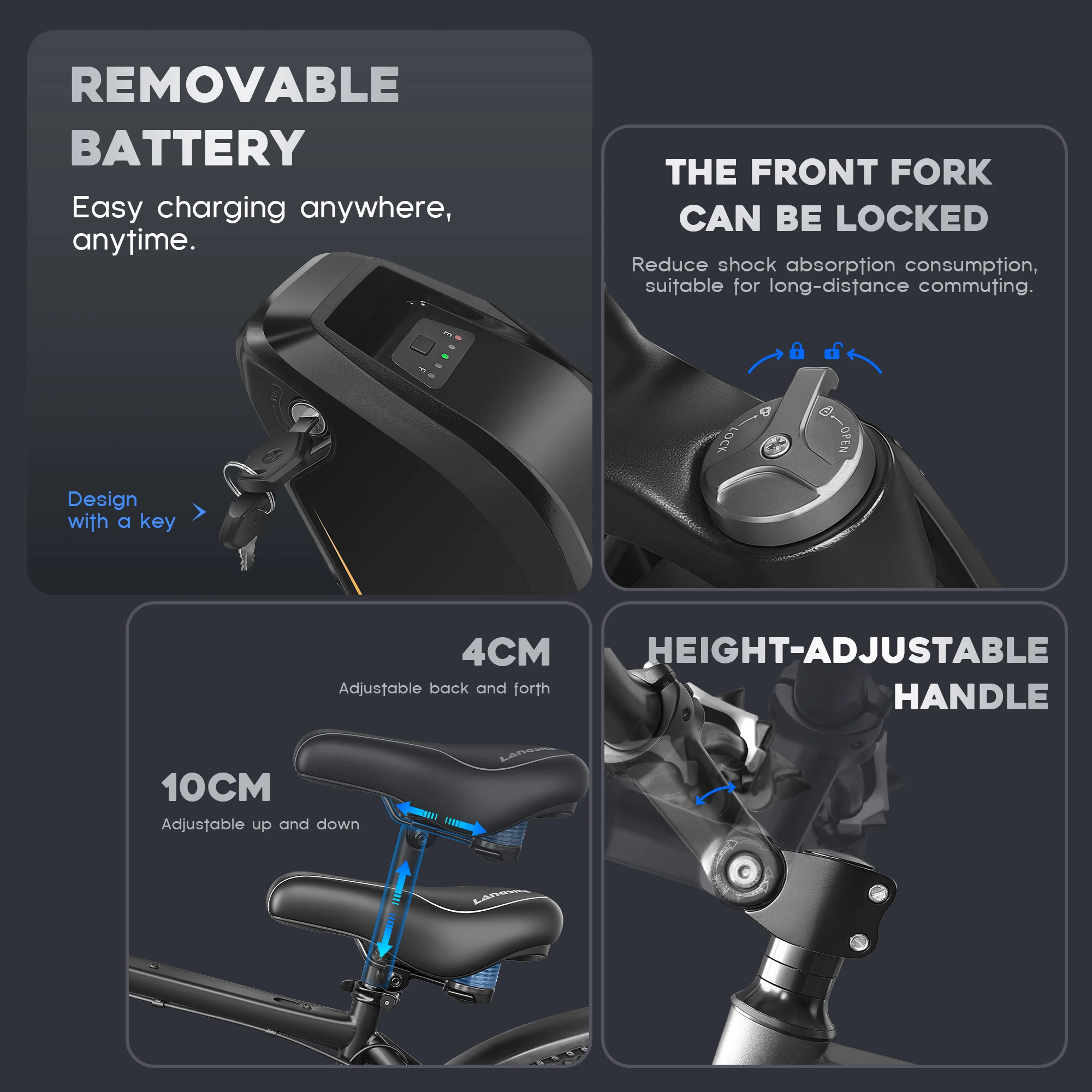 EMOKO EC27 500 واط موتور الكبار دراجة كهربائية 48V45AH بطارية مزدوجة قابلة للإزالة الفرامل الهيدروليكية E الدراجة 27.5 بوصة الإطارات دراجة كهربائية #5