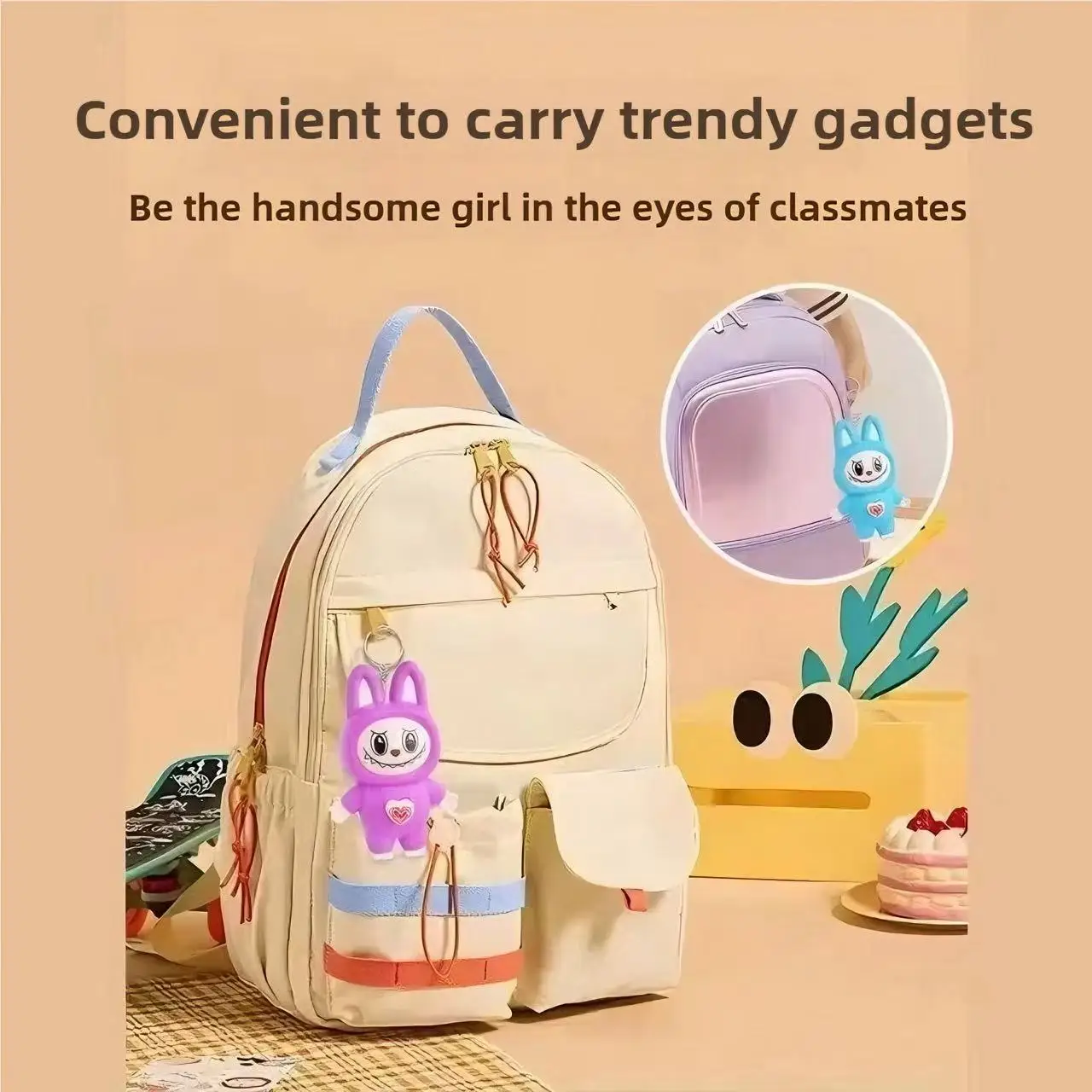 New labubu cartoon Q version face-changing doll keychain backpack toy ornaments decompression gift for boys and girls kawaii image 2