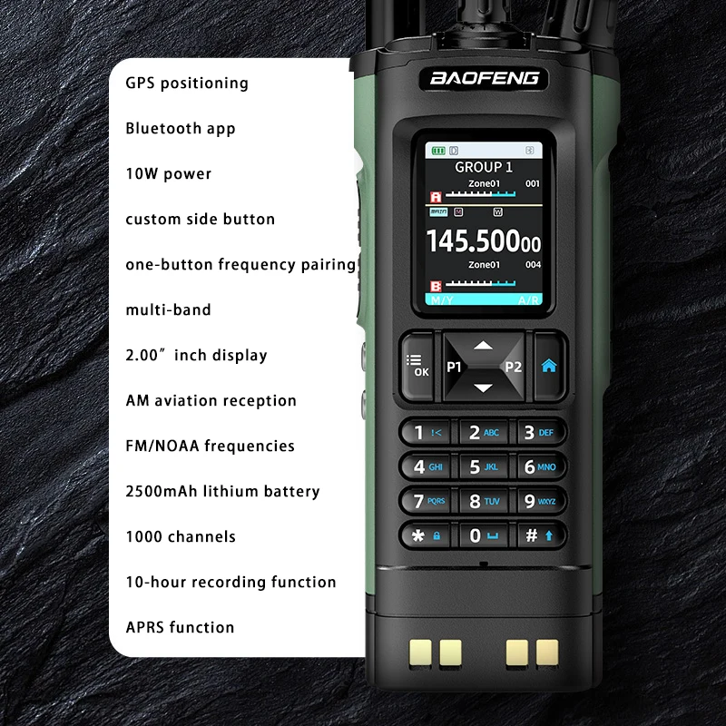 BAOFENG DM-32UV 8W DMR Digital Analog Two Way Radio, GPS APRS, AES256, 4000CH, 2100mAh USB-C Ham Walkie Talkie