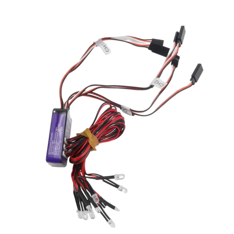 Symulacja Latarki 12 LED Zestaw Oświetleniowy Kierunkowskaz Hamulec do Modeli RC w Skali 1/10 Yokomo Tamiya HSP HPI AXIAL RC4WD TRX