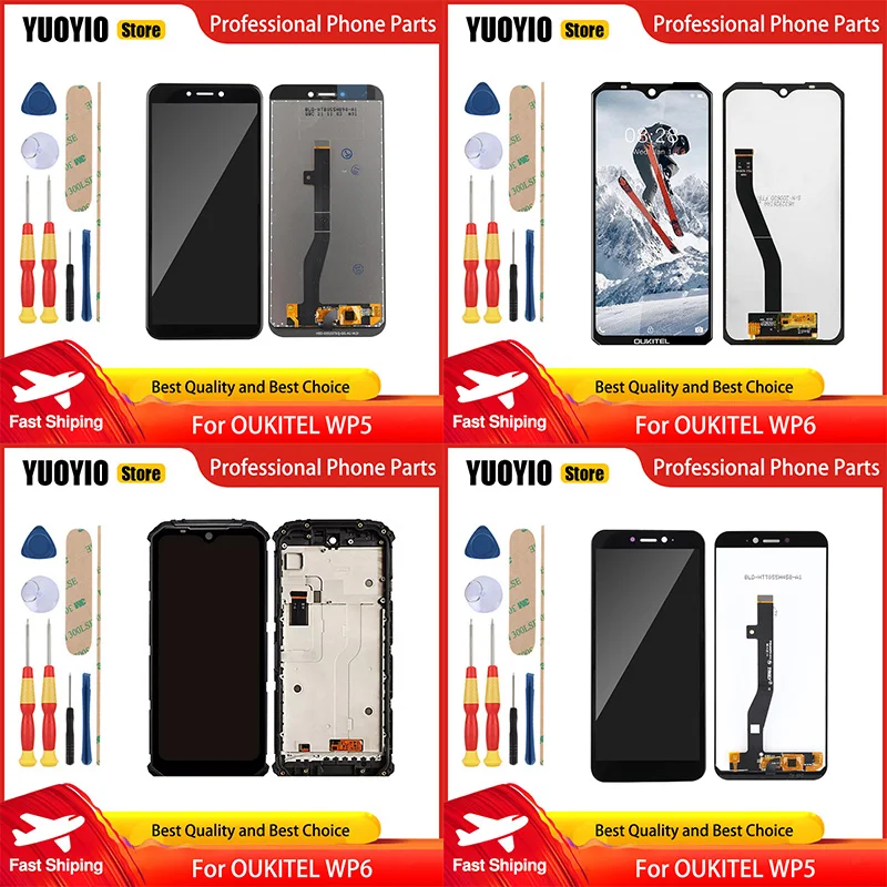 شاشة لمس LCD أصلية جديدة لهاتف Oukitel WP5 Oukitel WP5 Pro Oukitel WP6 قطع غيار مثالية أدوات مجانية