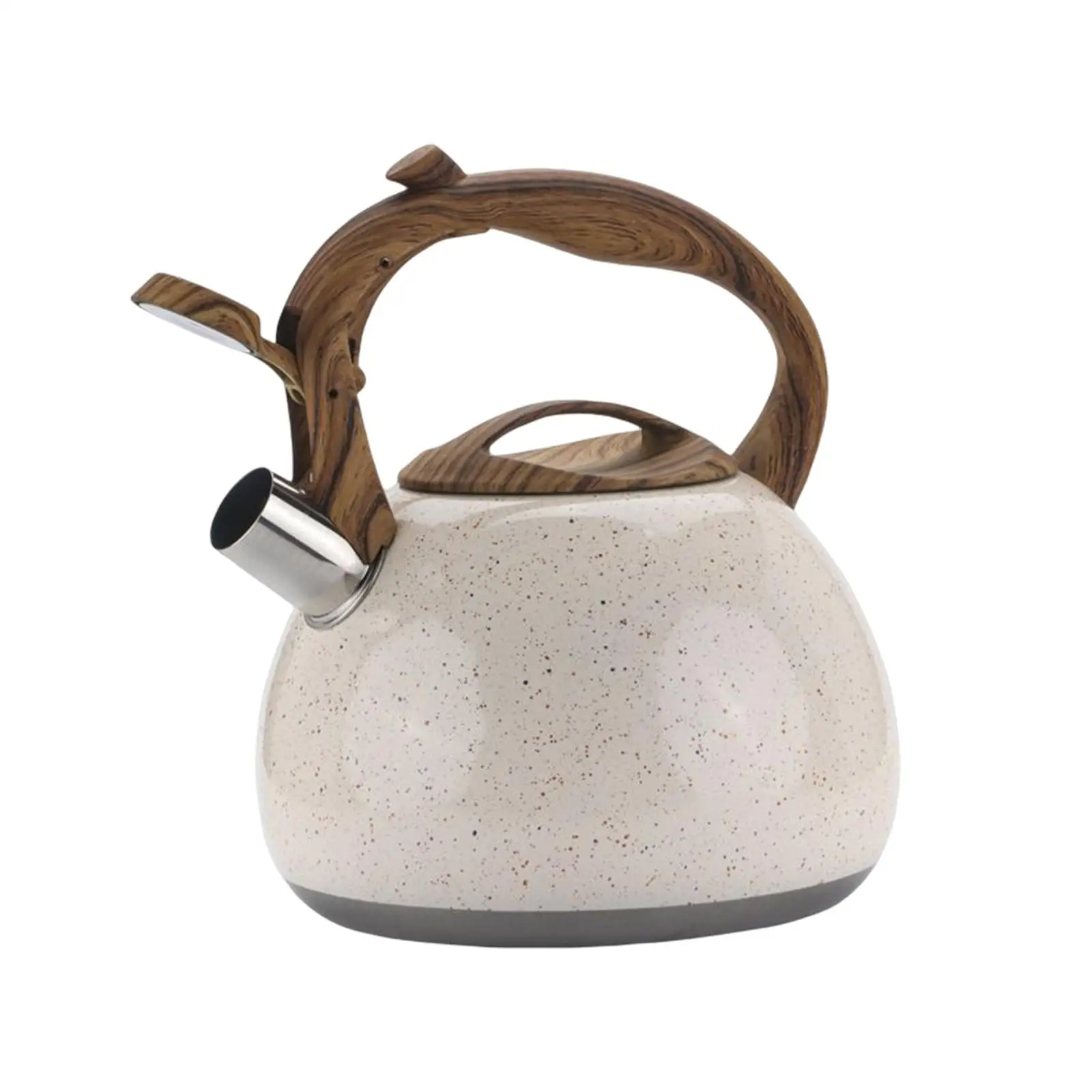 Bouilloire à thé à sifflet fort pour cuisinière, théière en acier inoxydable avec manche en bois, eau bouillante, café de camping, 3L