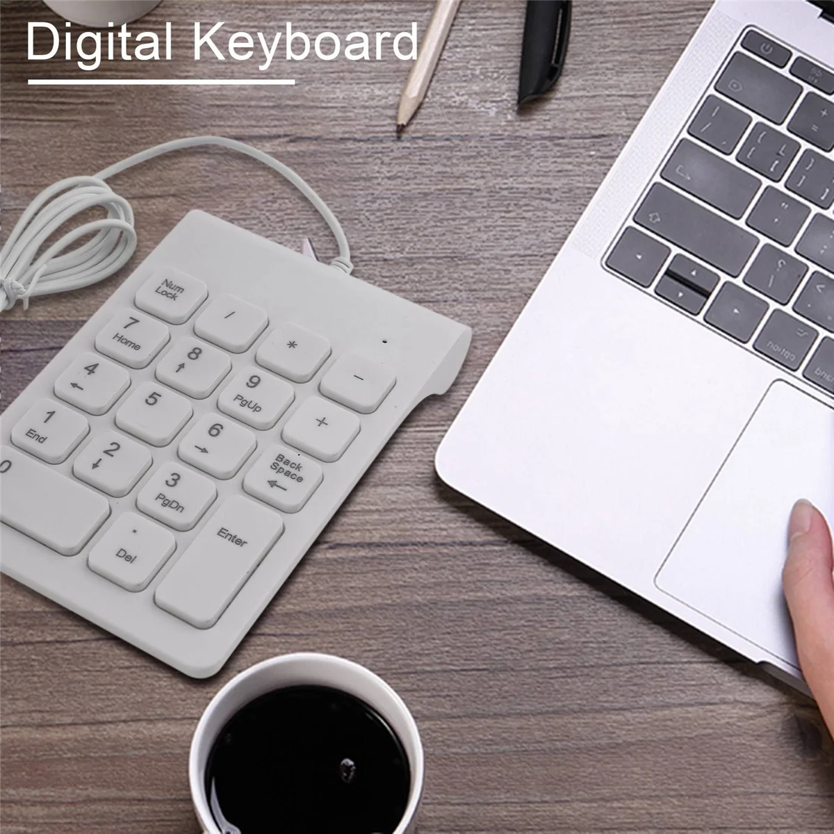 Nuevo Mini teclado numérico con cable USB, teclado Digital de 18 teclas para cajero de contabilidad, portátil, Android, Notebook, tabletas, PC (blanco