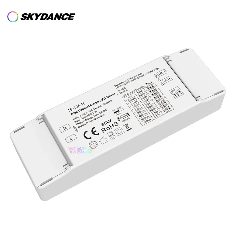 Skydance AC 220V 1CH*(350-700mA) 12W Triac/ELV Constant Current LED Driver 9-45V 100-450mA PWM CC downlight Controller 3-24VDC