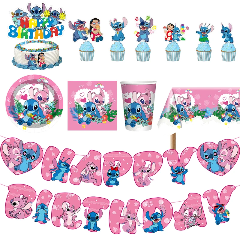 Lilo And Stitch Birthday Decorations Stitch Birthday Girl Party Decor Supplies Balloons Backdrop Banner Plates Cups Tablecloth