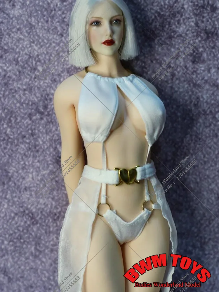 Белый цвет, масштаб 1/6, женское вечернее платье с бретелькой на шее, длинная юбка, модель одежды, подходит для 12-дюймовой фигурки женщины-солдата, тело