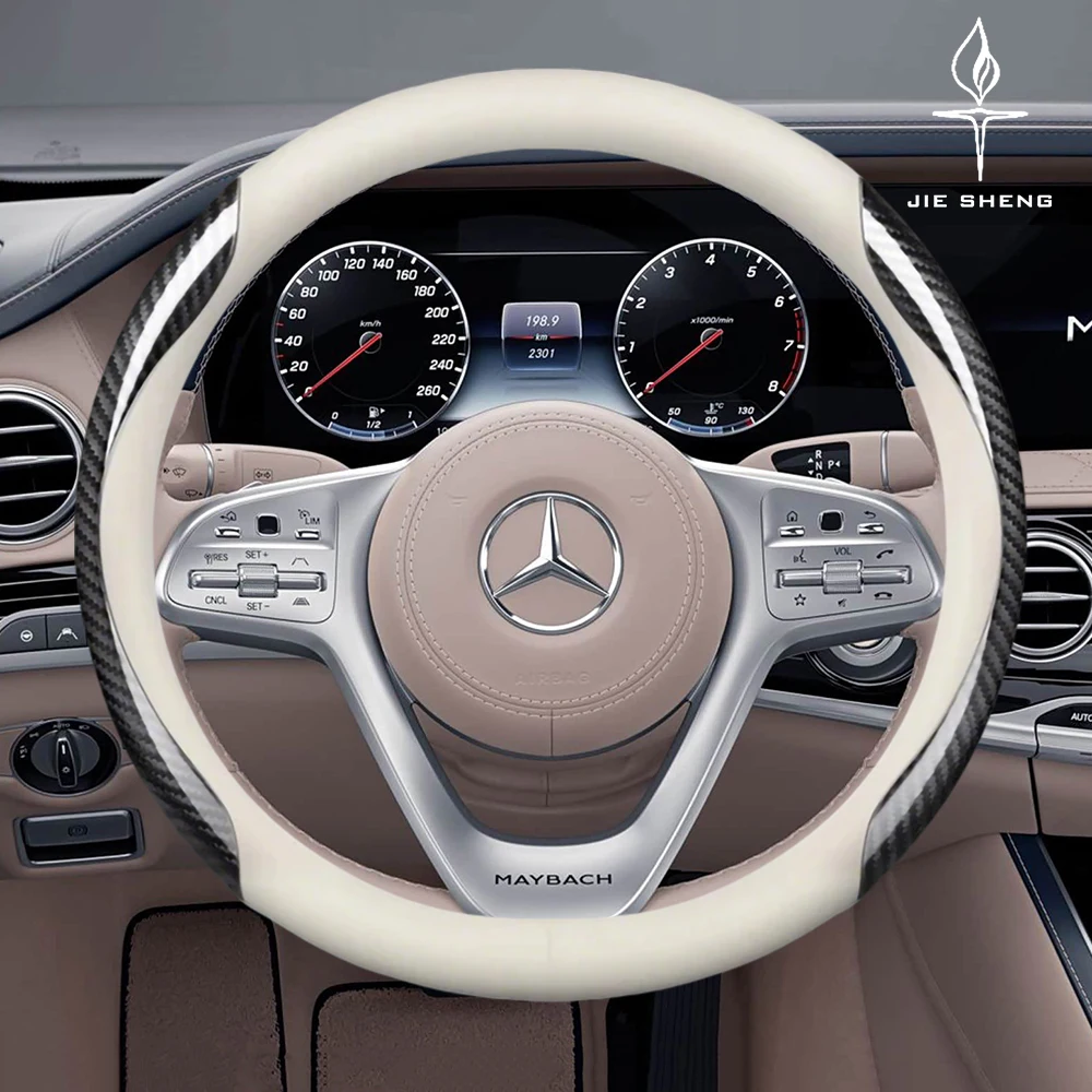 

Car Steering Wheel Cover For Mercedes Benz W214 W176 W203 W204 W210 W211 W212 A B C E G S Class GLS GLA GLK Carbon Fiber Leather
