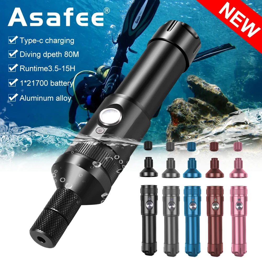 

Asafee T21 SST40 2000LM супер яркий фонарик для дайвинга фотосъемка портативный прожектор для дайвинга глубина 80 м перезаряжаемый