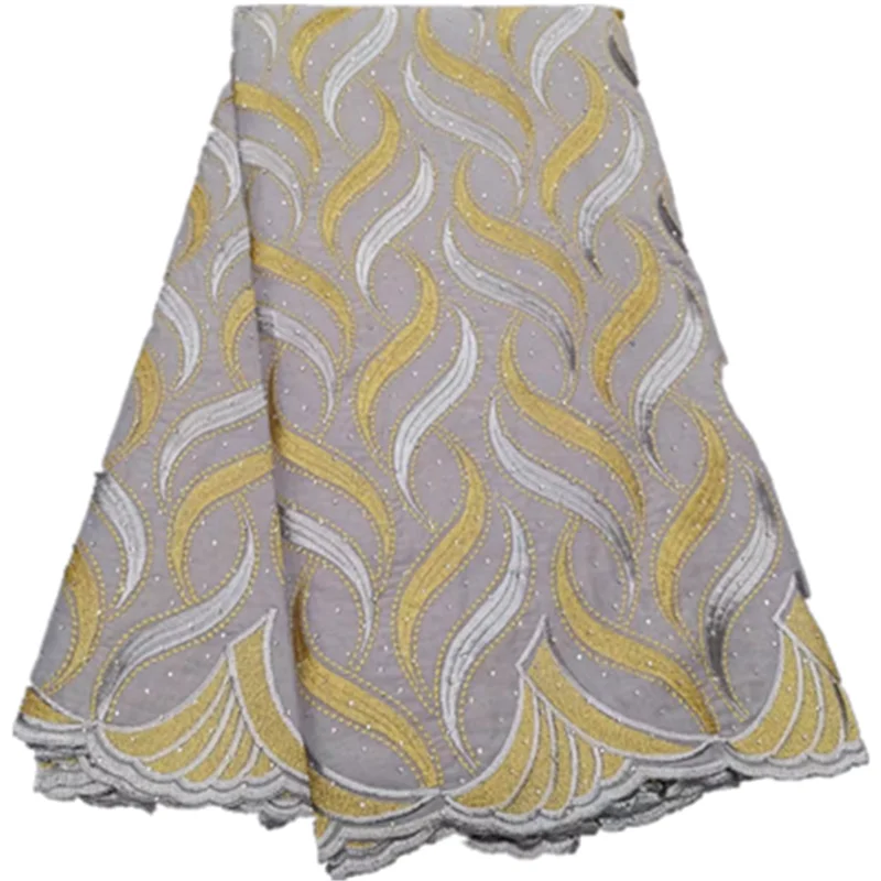

Latest Design 100% Cotton African Lace Fabric 2021 High Quality gray Nigerian Swiss Voile Lace fabric F12l14