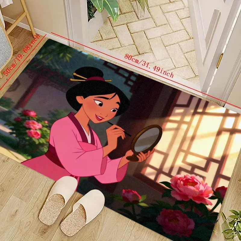 

1 шт. ковер принцессы Диснея Мулан для домашнего декора, красочный коврик для прихожей с цветочным принтом, идеально подходит для гостиной, спальни или детей P