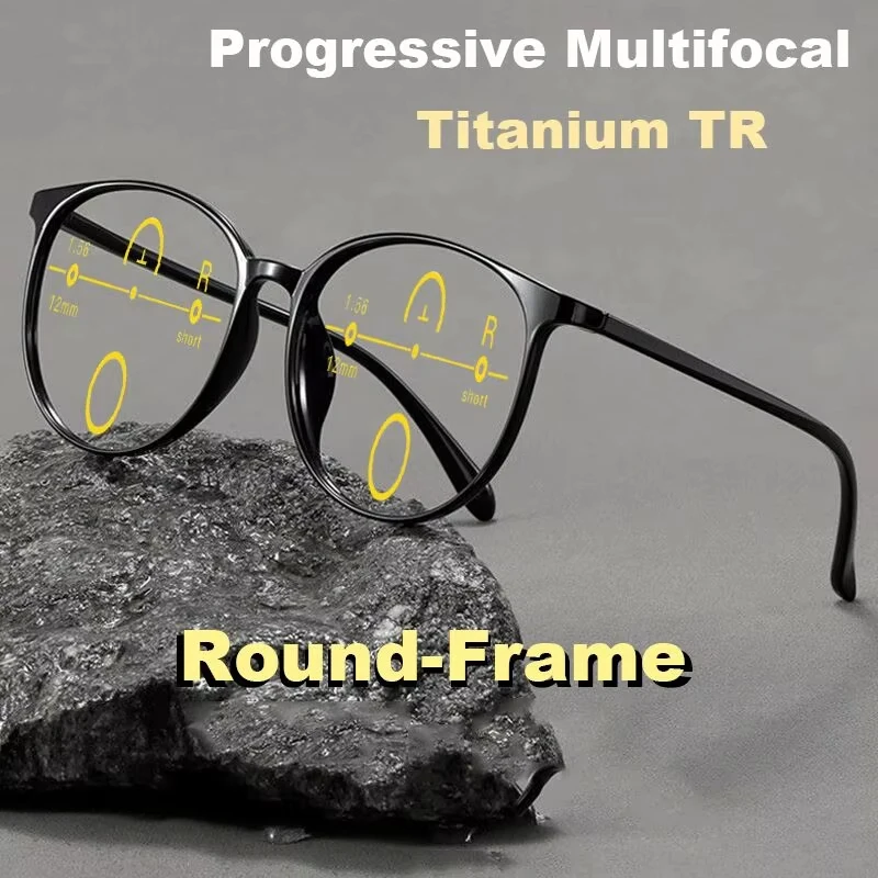 Ultraleichte TR90 Multifokale Progressive Lesebrille Männer Frauen Anti Blue Ray Presbyopie Brille Runde Brille