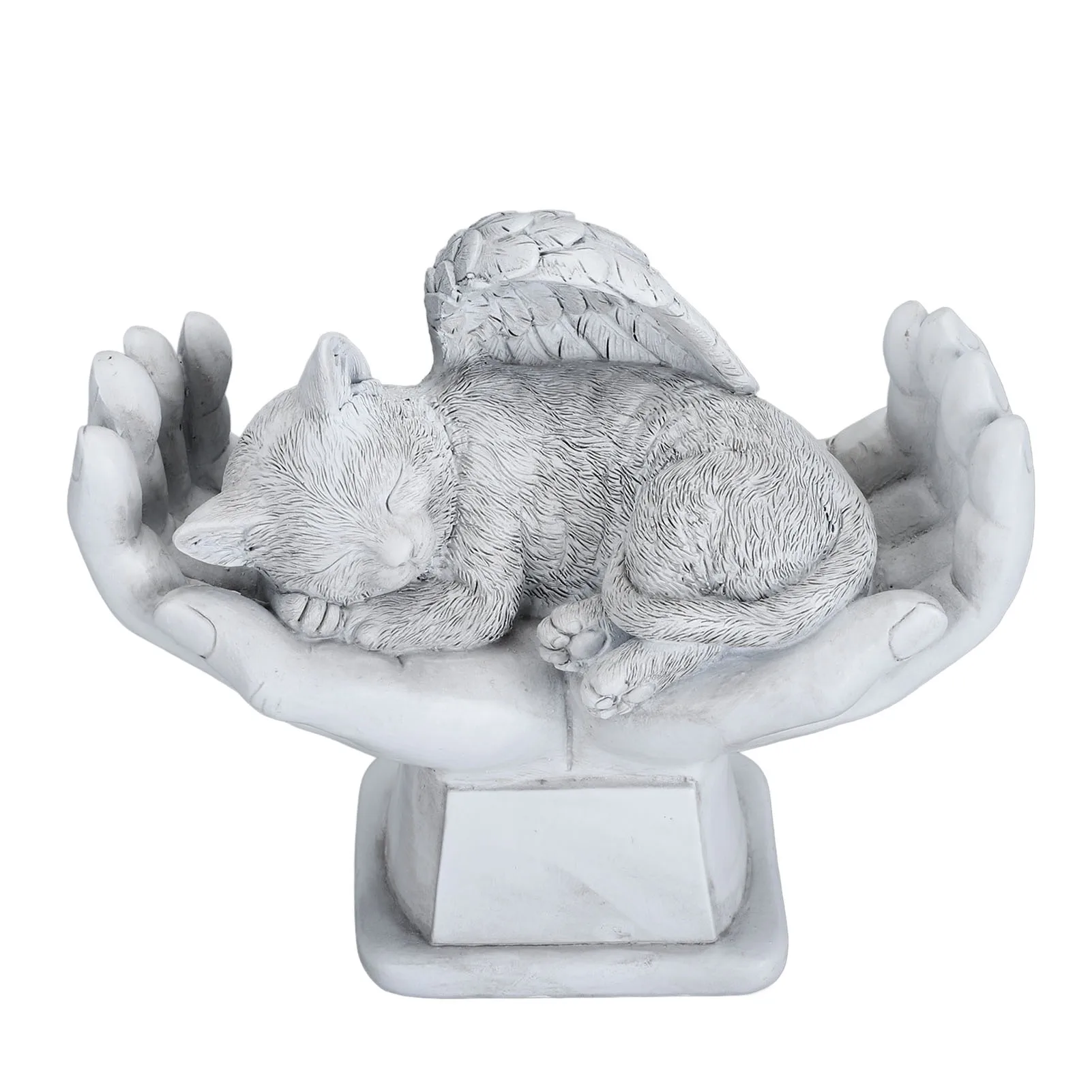 

Gravestone Memorial Garden Stone Pet Memorial Statue Outdoor Garden Decor Ornament Angel with God Hands Gravestone