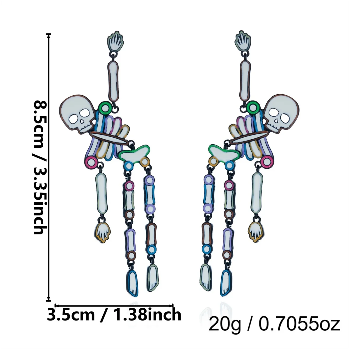 Gotische, dunkle, farbenfrohe Emaille-Totenkopf-Ohrhänger für Damen und Herren, Halloween-Strass-Skelett-Spinnen-Ohrhänger, Partyschmuck – Detail 25