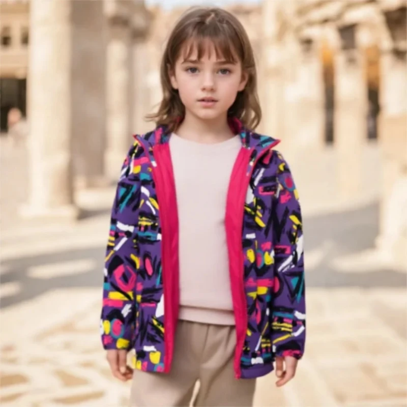 Dubbped Girls Polar Fleece Waterproof Jackets Spring Autumn Children Coats Sport Casual Kids Jackets Unicorn Windproof Rain