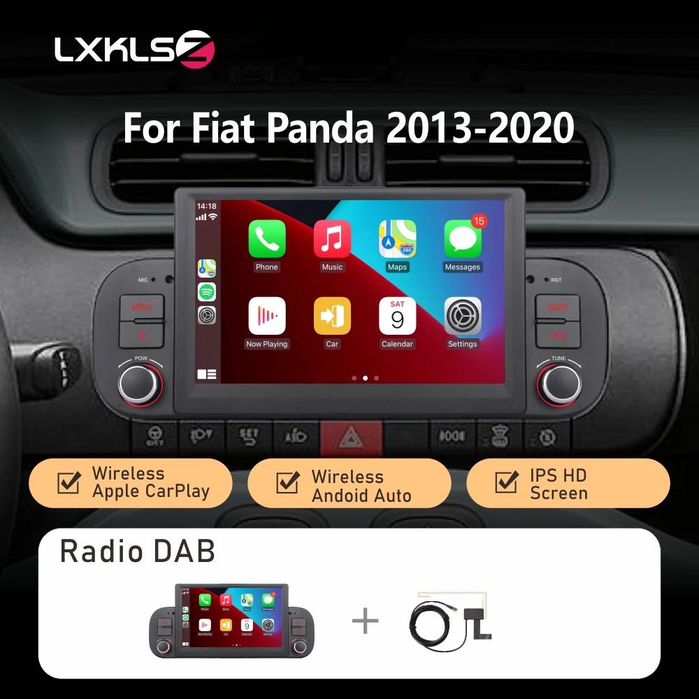 7Inch IPS Touch Screen Car Radio with AHD Rear View Camera Wireless Carplay Android Auto for Fiat Panda 2013-2020 with DAB+ image 3