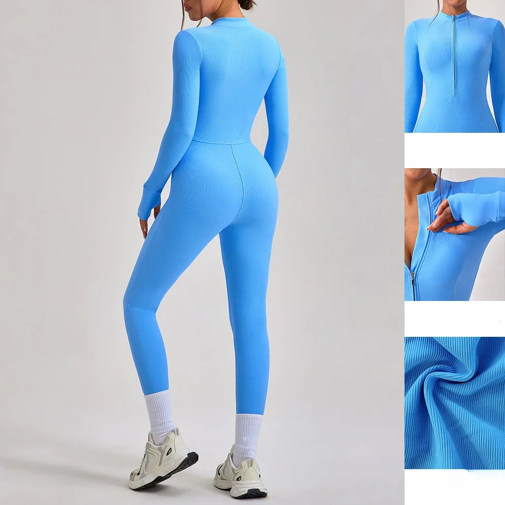 One piece fitness suit for female niche running long Pilates training American yoga suit indoor fitness gym sets womens 2 piece