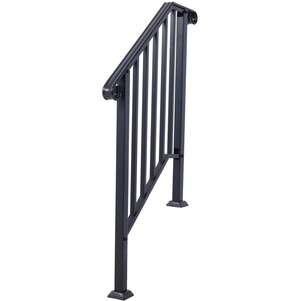 Handrails for Outdoor Steps Fit 2 or 3 Steps Outdoor Stair Railing Picket#2 Wrought Iron Handrail Flexible Porch Railing Black