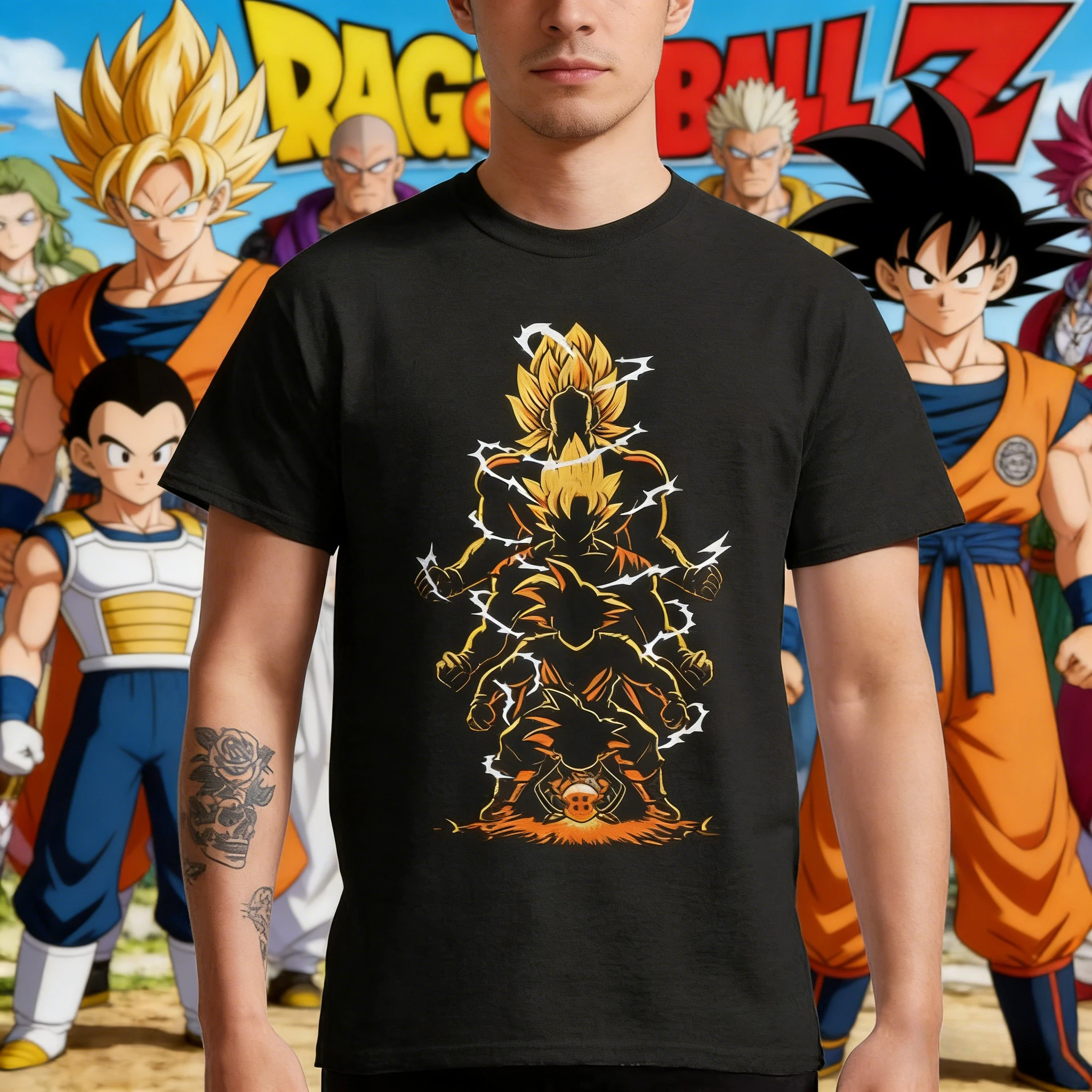 2026 Neues Sommer-T-Shirt zum 40-jährigen Jubiläum von Dragon Ball mit Son Goku, 100% Baumwolle, Anime-Druck, Übergröße, Lässige Streetwear, Unisex, Y2k