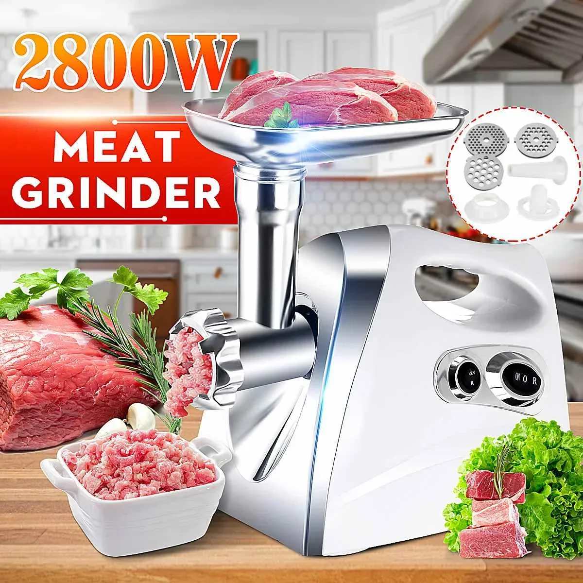 220V Electric Meat Grinders Stainless Steel Housing Heavy Duty Grinder Home Meat Mince Sausage Stuffer Food Processor Sonifer