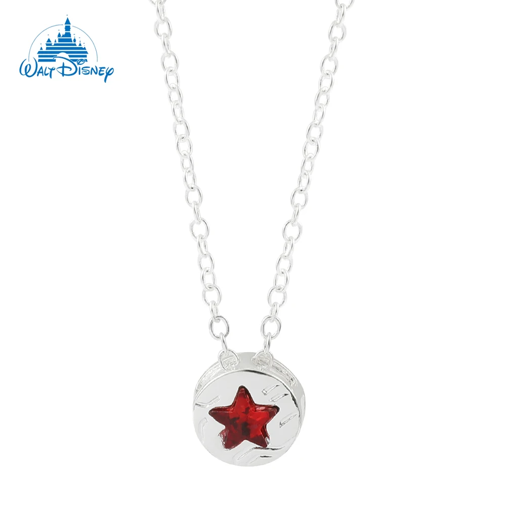 Disney Sci-fi Movie Avengers Symbol Pendant Necklaces Fashion Red Rhinestone Five-pointed Star Necklace Jewelry Accessories