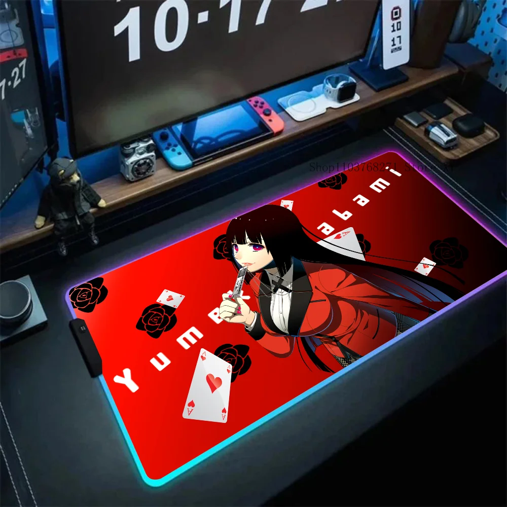 

Kakegurui Jabami Yumeko коврик для мыши XXL RGB игровые коврики для мыши HD черные аксессуары для геймеров большой светодиод