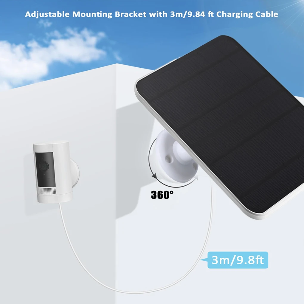 

Солнечное зарядное кольцо Stick Up Зарядная палка для кольцевой батареи Зарядная панель Регулируемый кронштейн для прожектора Cam для