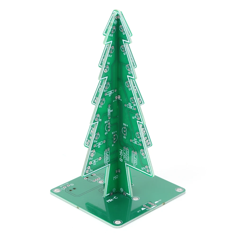 DIY 3D Christmas Tree 3 PCB Soldering Practice Kit Battery/USB Powered Electronic Exercise Kit Easy Installation for DIY Lovers