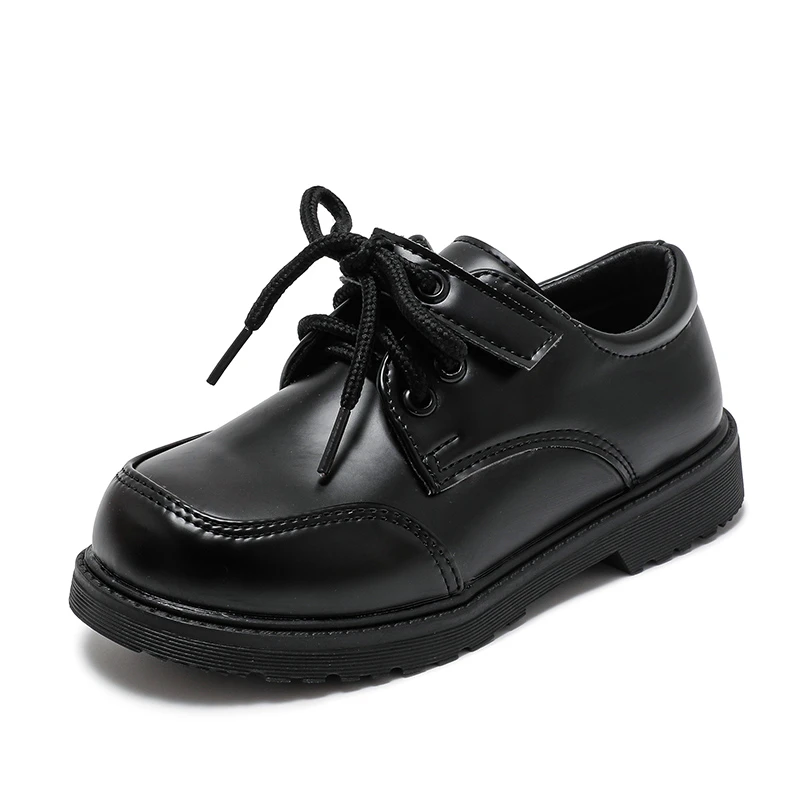 Boys Shoes Spring & Autumn New Black Glossy Classic Kids Loafer for Girl 2023 New Versatile Round-toe Britain Child School Shoes