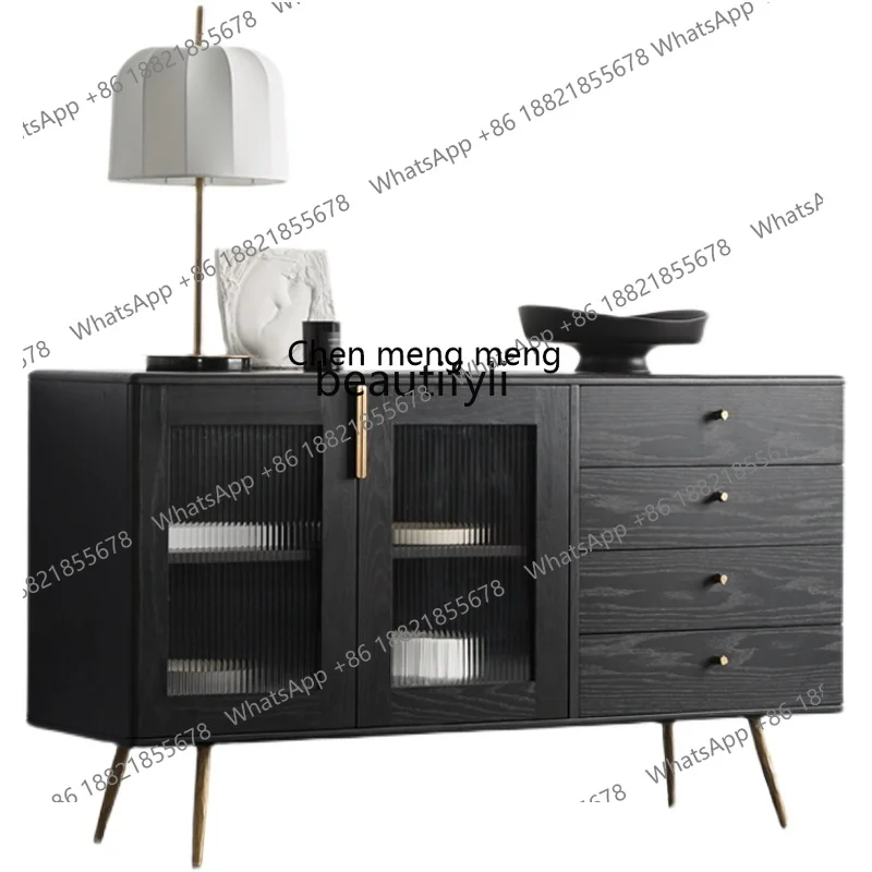 

cc182Nordic light luxury modern simple solid wood dining side cabinet multi-functional storage glass tea decoration cabinet