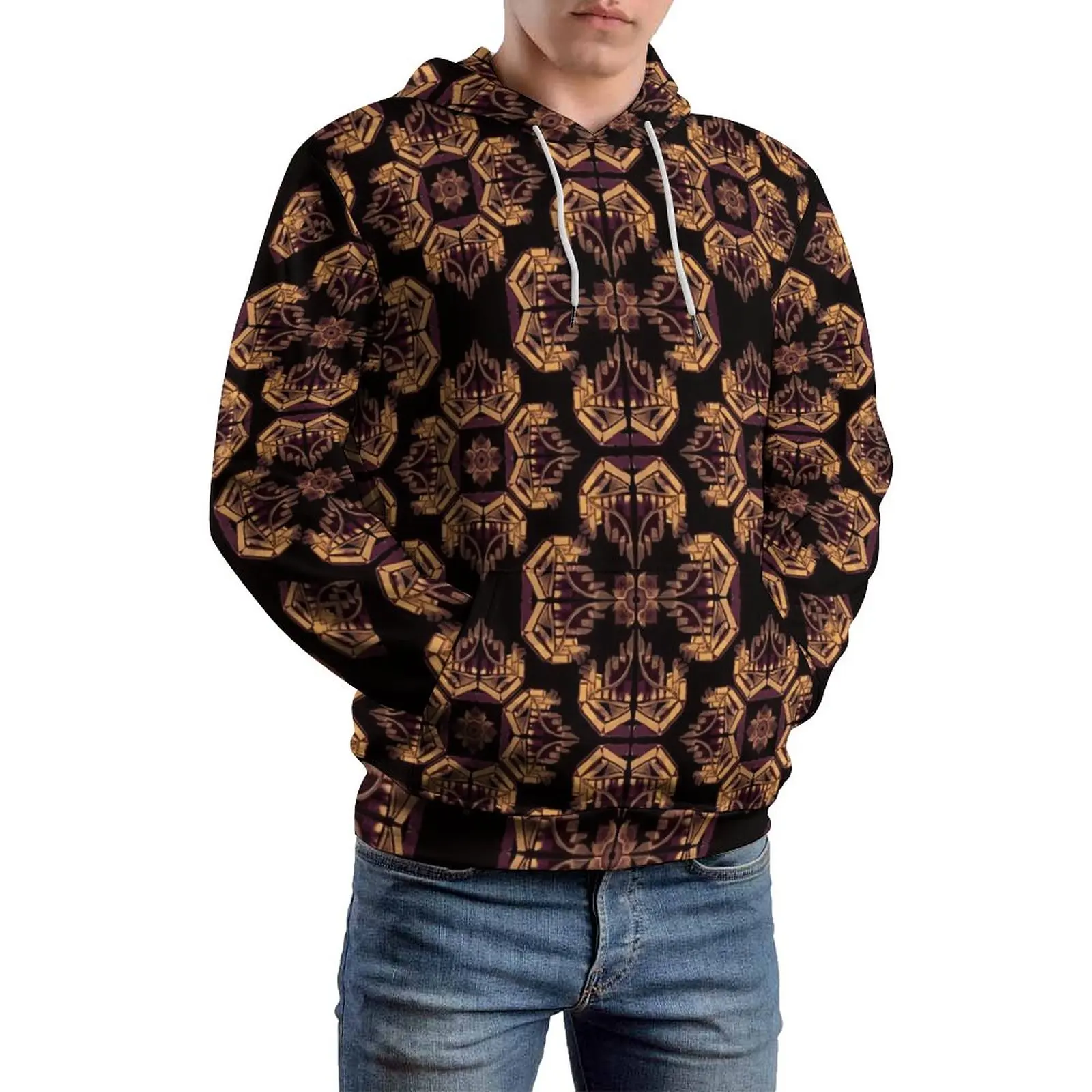 

Baroque Print Art Loose Hoodies Retro Floral Street Fashion Hoodie Couple Long Sleeve Elegant Hooded Sweatshirts Large Size 6XL