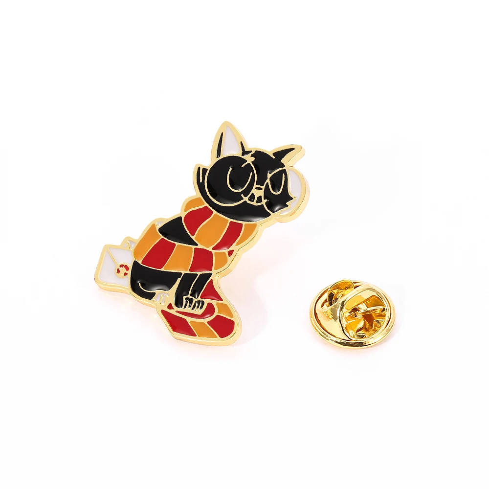 Broche de chat sorcier Harry Potter pour femme, épinglette en métal émaillé, sac à dos Kawaii, accessoires de vêtements, cadeaux de fête, mode