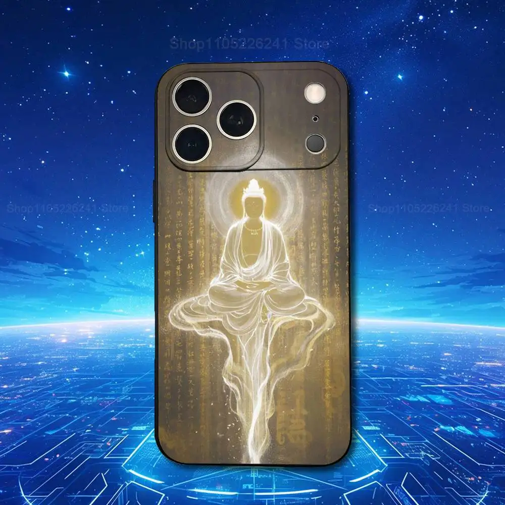 เคสโทรศัพท์มือถือซิลิโคนนิ่มสีดำลายศิลปะพระพุทธศาสนา สำหรับ iPhone 13,16,11,14,17,12,15,Plus,Pro Max,XS,X,XR,SE,Mini,8,7