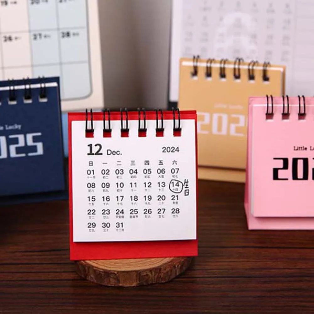ฝาพับแบบตั้งได้มีขดลวดปฏิทินตั้งโต๊ะที่วางกำหนดการประจำวันผู้วางแผน2024 2025ปฏิทินจัดกำหนดการกระดาษโต๊ะเล็กปฏิทิน