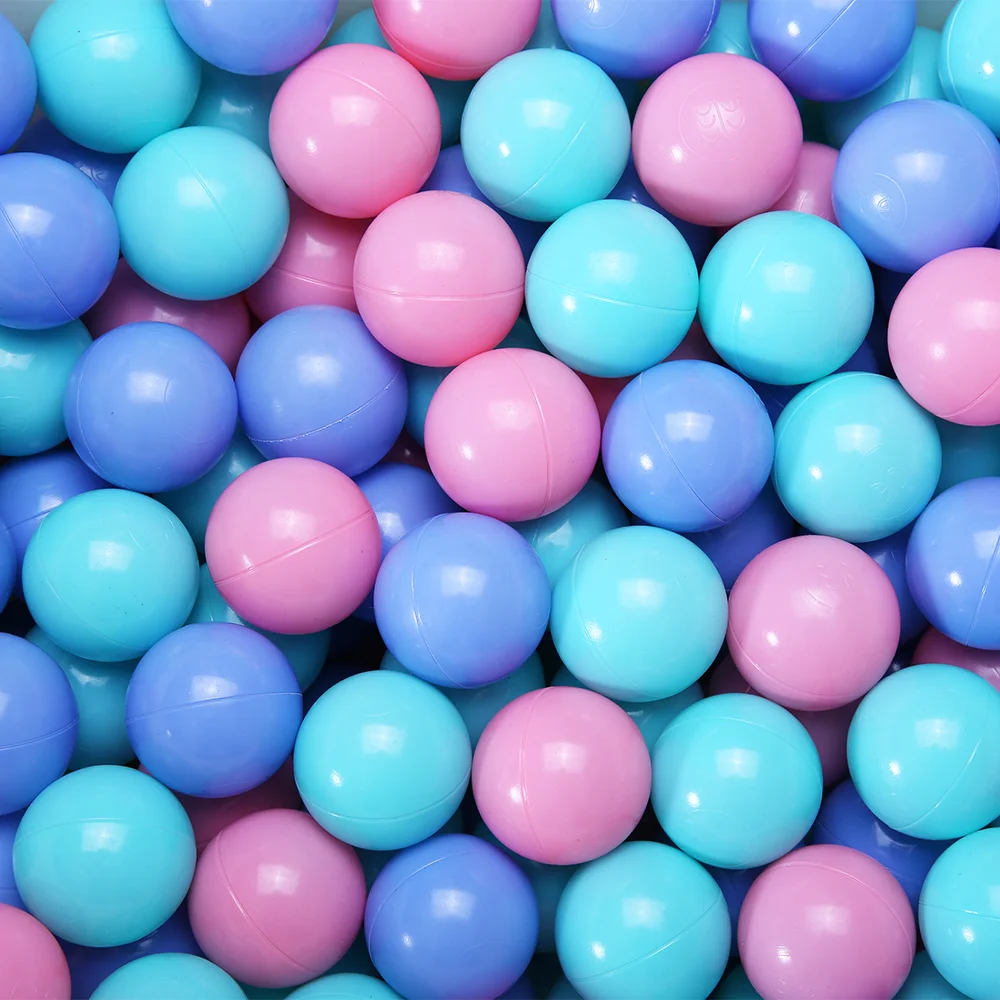 200pcs PE Ocean Ball Pit Balls Round Shape Macaron Colors with Net Bag for Kids Water Pool Outdoor Tents Toys