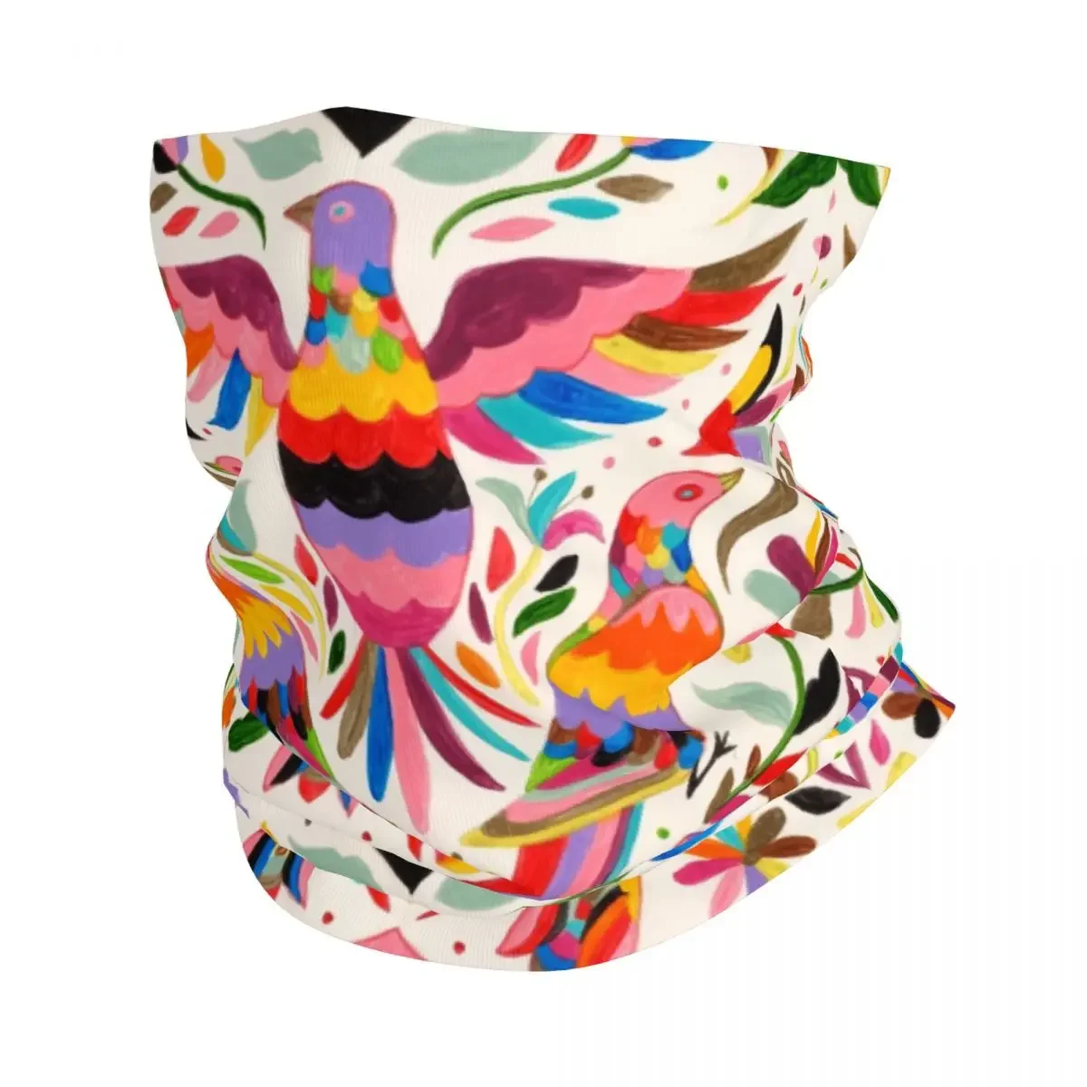 New Custom Fashion Mexican Otomi Birds Texture Neck Gaiter Men Women UV Protection Winter Folk Floral Art Bandana Scarf for Ski