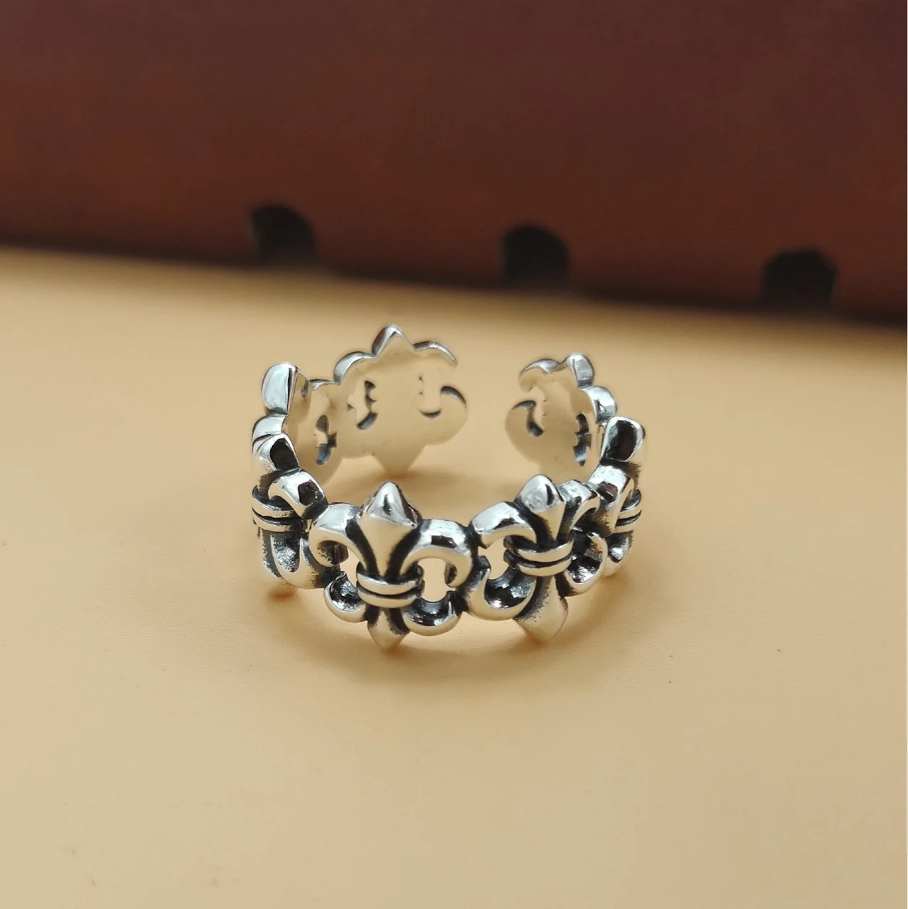 S925 silver ring women's pure silver niche design personality ins trendy retro Japanese and Korean minimalist cross opening