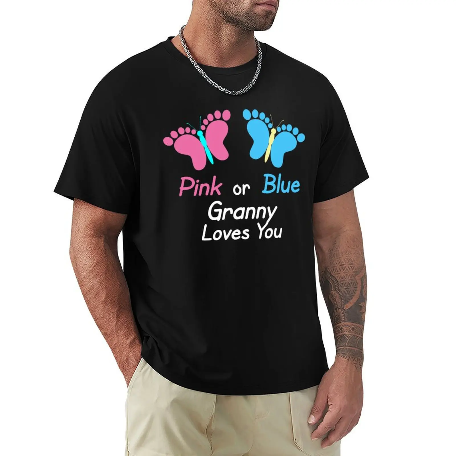 

Gender Reveal Granny Butterflies T-Shirt Big and Tall Casual T-Shirt