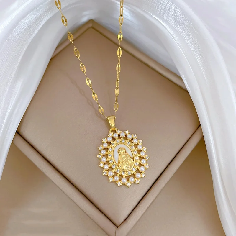 قلادة لؤلؤ للفتيات ، سلسلة ترقوة من الفولاذ المقاوم للصدأ ، أزياء كلاسيكية ، تصميم مجوف ، فاخر ، خفيف ، كل المطابقة #1