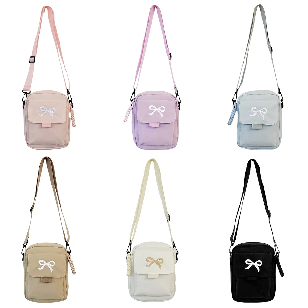 Women Bow Fashion Shoulder Bag Adjustable Strap Trendy Crossbody Bag Solid Color Daily Messenger Bag Simple Satchel Bag