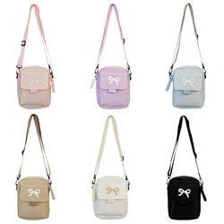 Women Bow Fashion Shoulder Bag Adjustable Strap Trendy Crossbody Bag Solid Color Daily Messenger Bag Simple Satchel Bag