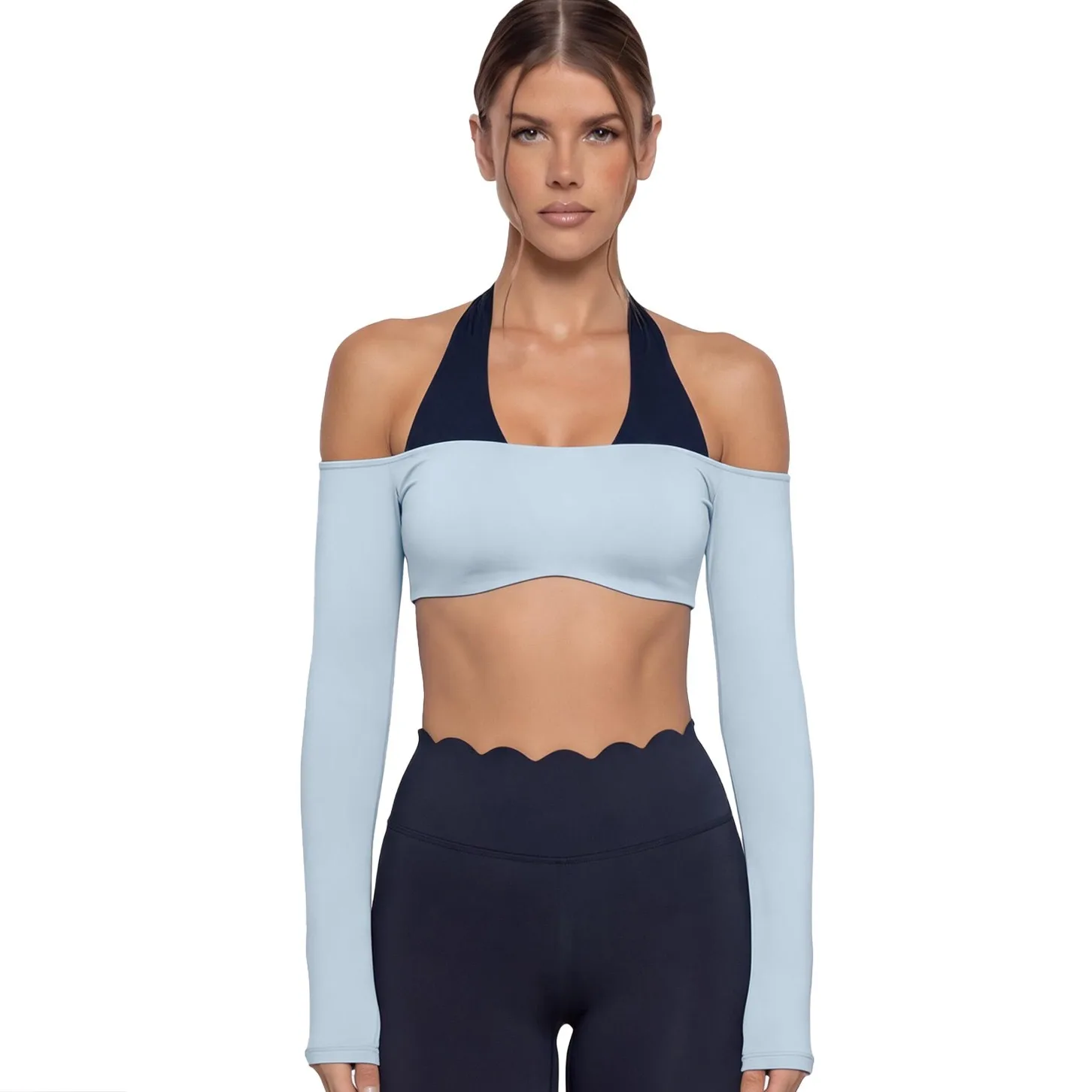 Women's Underwear Long Sleeve With Chest Pad Quick-Drying Off-Shoulder Top Tight Yoga Clothes Outdoor Workout Compression Pants