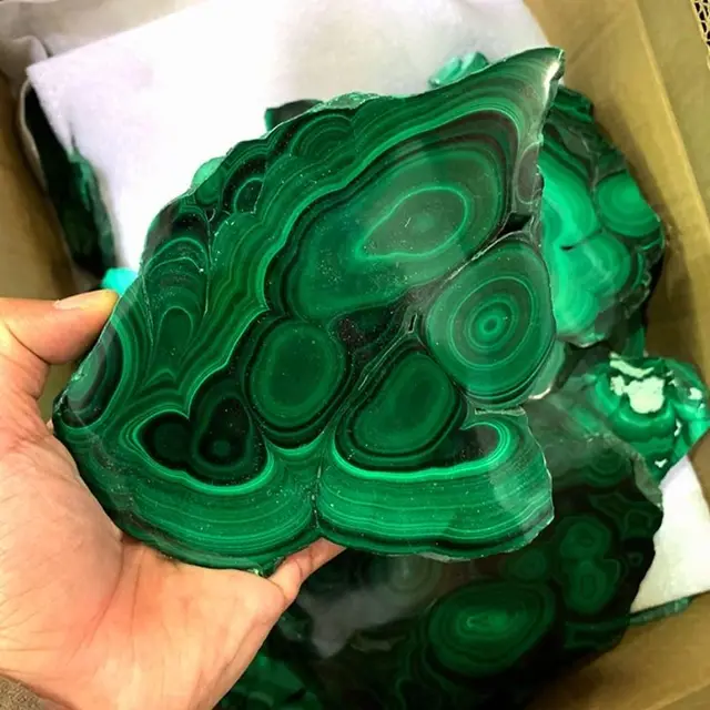 Natural Malachite Slate Cut Sheet Healing Malachite Slice Stones Polished Raw Malachite Plate Stones Decor 1pc 3