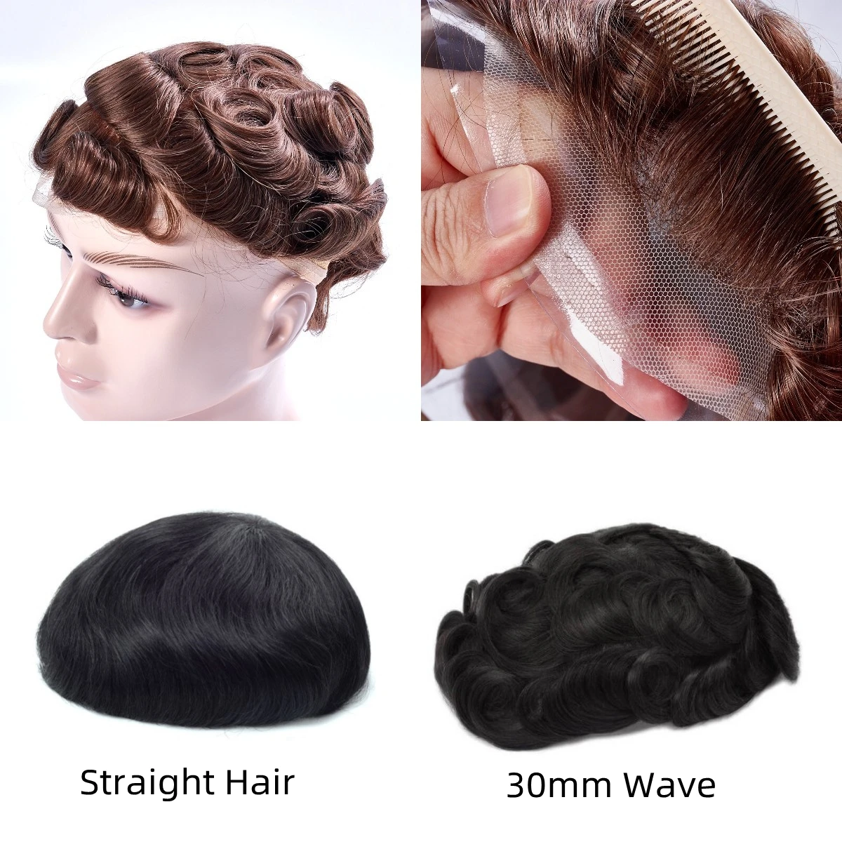 Men's Wig Full Lace Toupee For Men 100% Human Hair Systems Unit Breathable Male Capillary Prothesis Natural Wig For Male