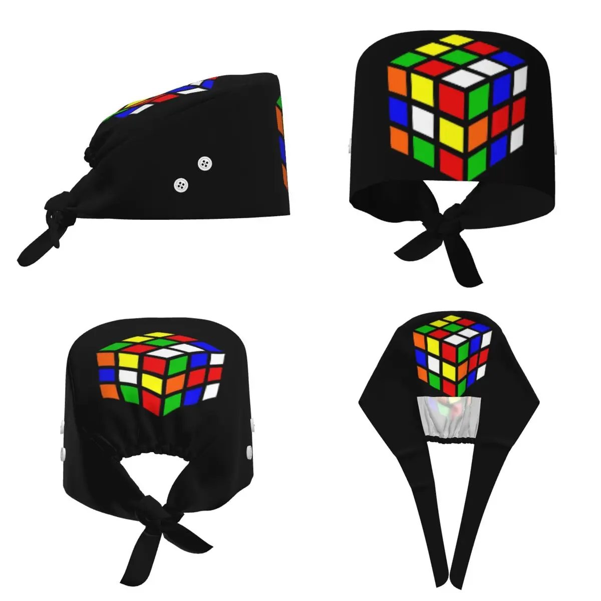 Magic Cube Scrub Hat Doctor Working Surgical Cap Men Women Adjustable Nursing Caps for Dentist