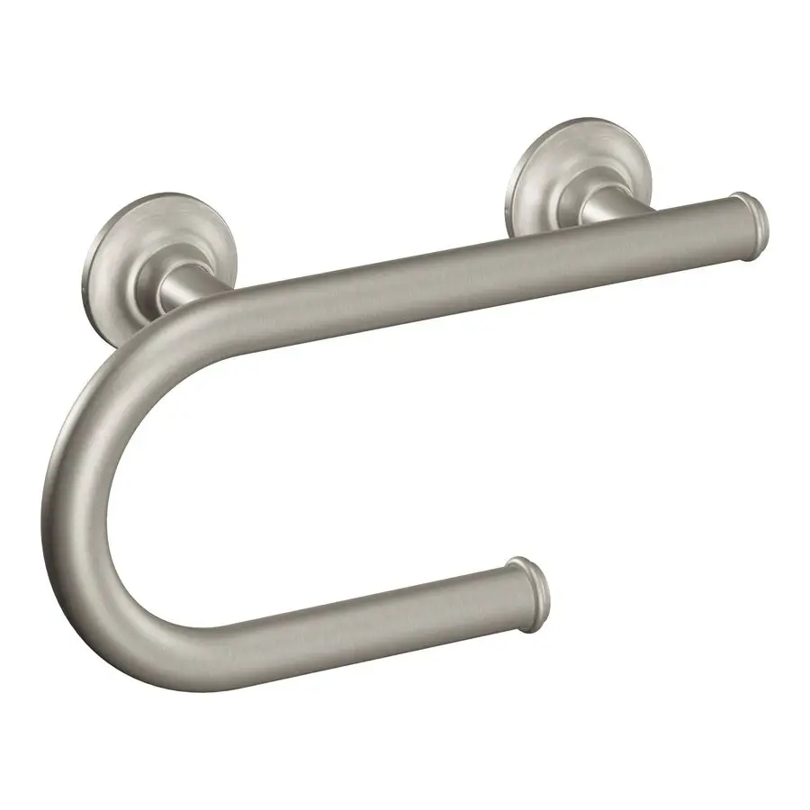 

Brushed Nickel Bathroom Safety 8Inch Wall Mounted Grab Bar with Integrated Toilet Paper Holder, LR2352DBN